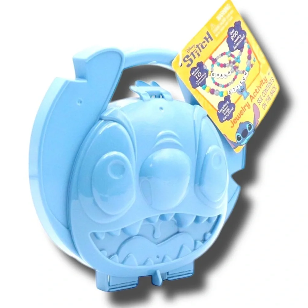 Disney Stitch Jewelry Activity Case Bead Kit NWT Blue Storage Box